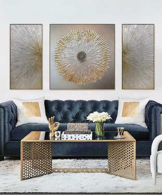 Gold Frame 50*70 - 70*70 - 50*70 Cm Crystall Porsalein Painting Style For Living Room
